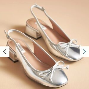 Bibi Lou Silver Slingback Heels